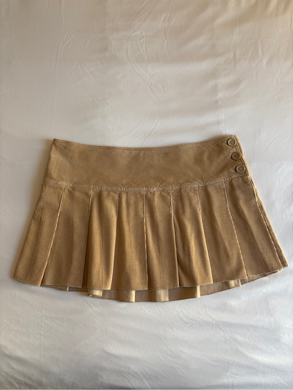 Aeropostale Khaki Corduroy Pleated Mini Skirt Y2K Preppy Dark Academia Coquette